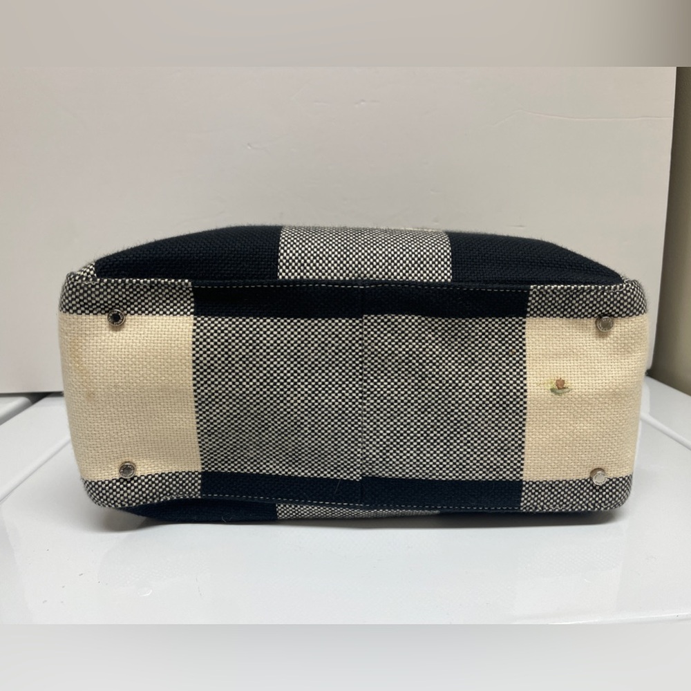 Vintage Kate Spade Black and White Gingham Tote Purse with Green Lining - Picture 7 of 13